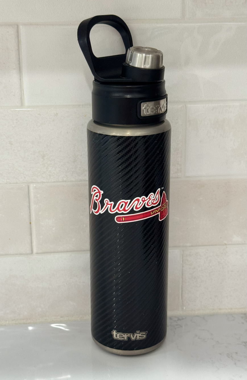 Tervis Atlanta Braves Water Bottle 40oz Stainless Steel Carbon Fiber Wide Mouth